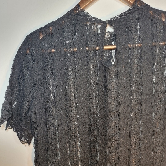 DYNAMITE black lace see-through crop top medium - Picture 4 of 9